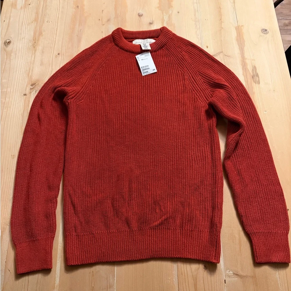 H&M L.O.G.G. Womens Shaker Stitch Raglan Sweater Rust‎ Red XS 0567430002